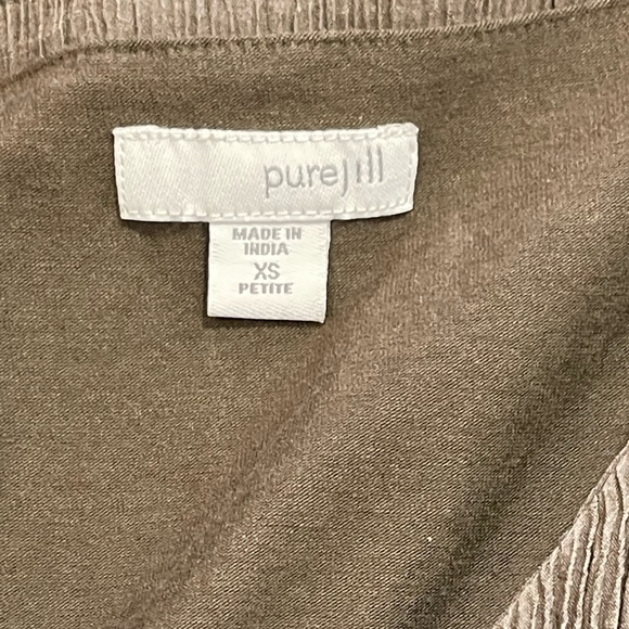 Purejill J.Jill Caper Olive Green Textured Lagenlook Dress Size XS Petite - Picture 3 of 5